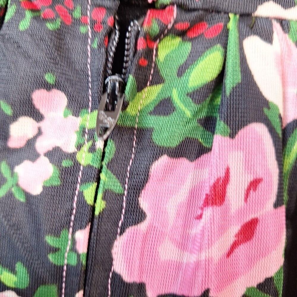 Vintage 70s High Waist Black Pink Rose Floral Maxi Skirt Mod Hippie Size Small - Picture 5 of 12